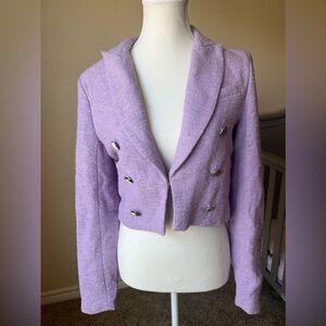 House of Harlow 1960 Lavender Tweed Cropped Blazer